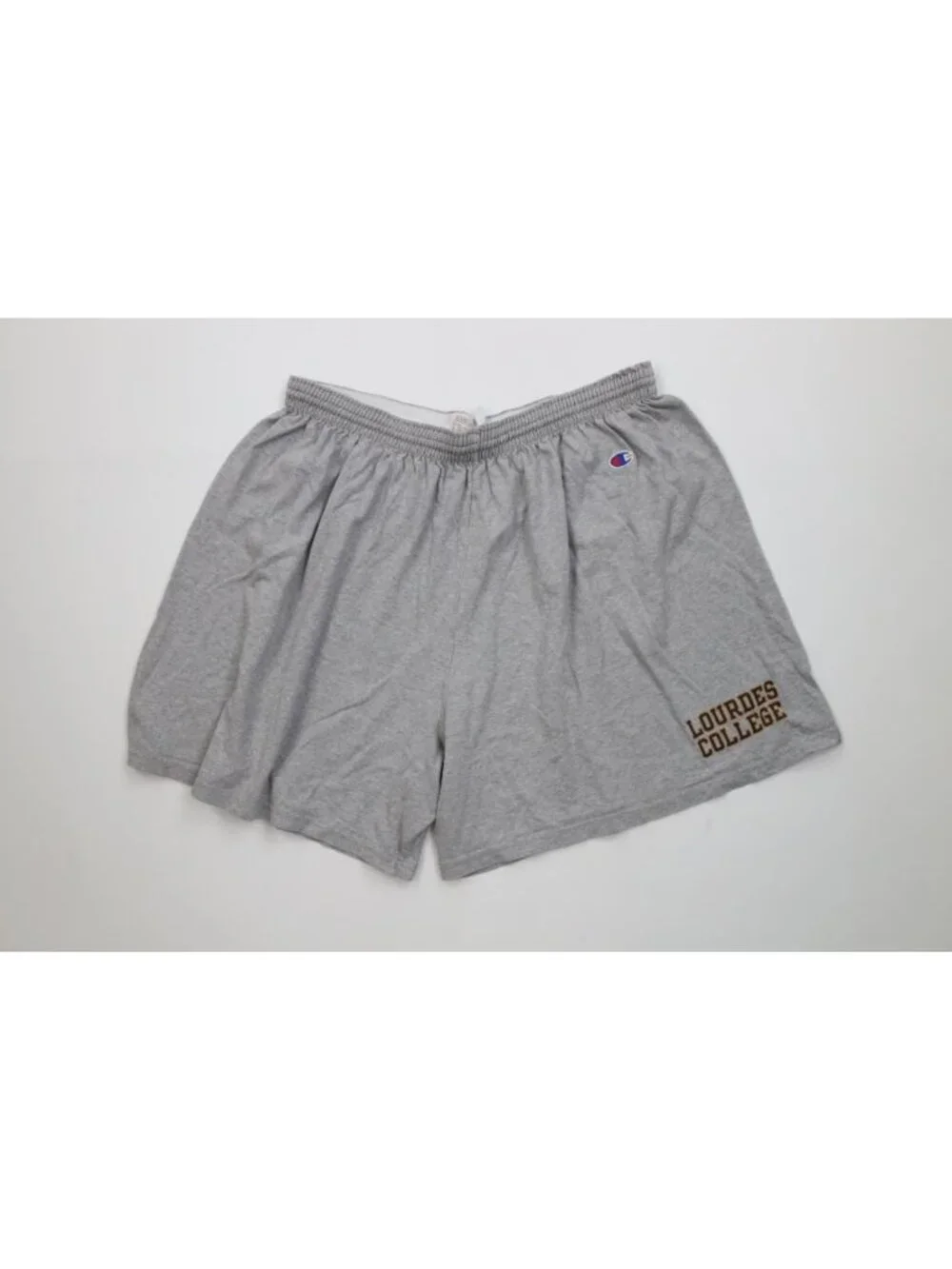 Vintage 90s Y2K Champion Mens 2XL Lourdes College Above Knee Shorts Heather Gray